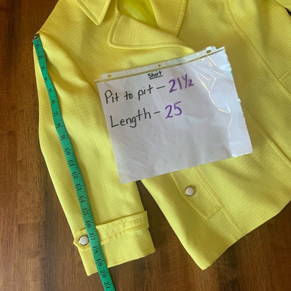 Tahari Blazer 12 Bright Yellow Jacket with White Buttons Pockets 3/4 Sleeves - Picture 6 of 9